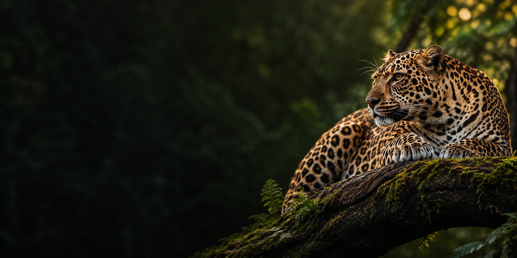 Leopard perched alertly on a tree branch